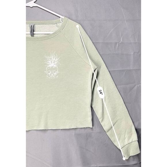 Independent Trading Compang Cropped Sweater Sage XS Skull Boho Fairycore Pastel - Picture 4 of 7